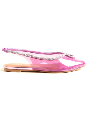 TORRID Pink Clear PVC Pointed Toe Flat Slingbacks w/ Rhinestone Trim size 10